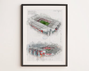 Old Trafford A4 Poster/Print - Manufaktur