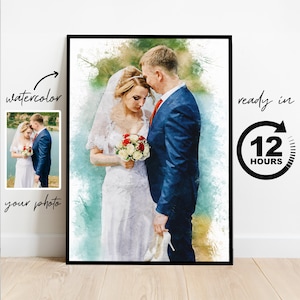 Custom Watercolor Painting, Personalized Gift, Wedding Gift, Portrait from photo, Anniversary Gift, Photo Gifts, Digital Sketch Painting
