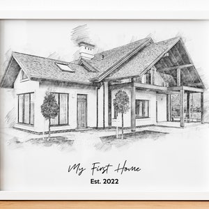 Custom House Portrait, Personalized Gift, Wedding Venue Illustration, New Home Gift, Home Gift, Pencil House Portrait from Photo