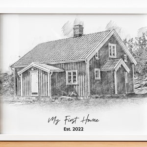 House Portrait, Custom Pencil House Sketch, Christmas Gift, Wedding Venue Sketch, Custom Home Portrait, Drawing From Photo, House Sketch image 6