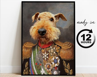 Custom Military Pet Portrait, Royal Pet Portrait, Victorian Pet, King Quenn Pet Portrait, Pet Lover Gift, Pet Memorial, Regal Dog Cat Print