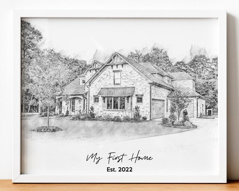 House Portrait, Custom Pencil House Sketch, Christmas Gift, Wedding Venue Sketch, Custom Home Portrait, Drawing From Photo, House Sketch image 4