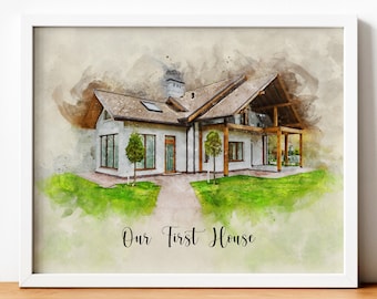 New Home and Housewarming Gift, Custom House Portrait, First Home Gift, Sketch House Portrait, House Drawing From Photo, New Homeowner Gift