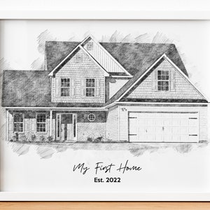 House Portrait, Custom Pencil House Sketch, Christmas Gift, Wedding Venue Sketch, Custom Home Portrait, Drawing From Photo, House Sketch image 8