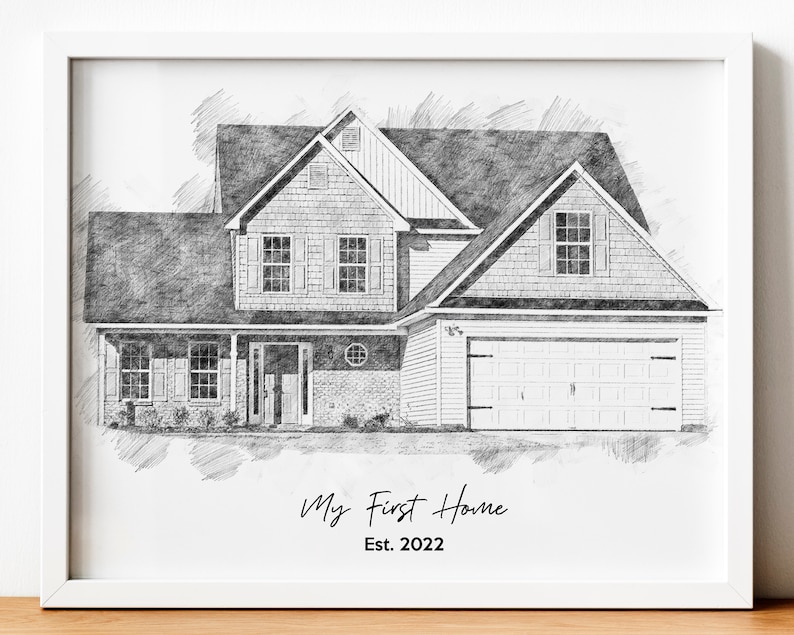 House Portrait, Custom Pencil House Sketch, Christmas Gift, Wedding Venue Sketch, Custom Home Portrait, Drawing From Photo, House Sketch image 8