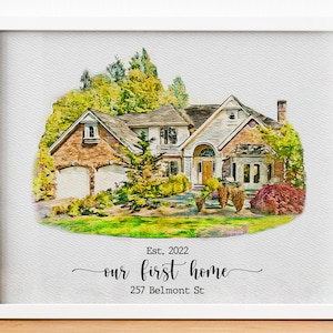 Custom Watercolor House Portrait,Watercolor House Painting,Personalized Housewarming,First Home Gift,Realtor Closing Gift,Christmas Gift image 7