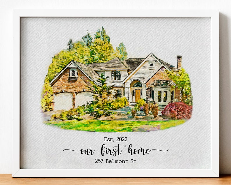 Custom Watercolor House Portrait,Watercolor House Painting,Personalized Housewarming,First Home Gift,Realtor Closing Gift,Christmas Gift image 7