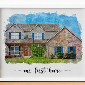 Custom Watercolor House Portrait,Watercolor House Painting,Personalized Housewarming,First Home Gift,Realtor Closing Gift,Christmas Gift image 6