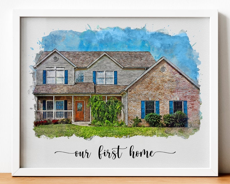 Custom Watercolor House Portrait,Watercolor House Painting,Personalized Housewarming,First Home Gift,Realtor Closing Gift,Christmas Gift image 6
