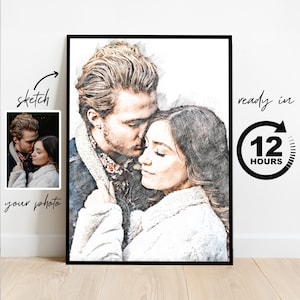 Custom Colored Pencil Portrait, Personalized Wedding Gift, Christmas Gift, Portrait From Photo, Sketch From Photo, Pencil Drawing