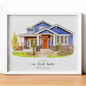 Custom Watercolor House Portrait,Watercolor House Painting,Personalized Housewarming,First Home Gift,Realtor Closing Gift,Christmas Gift