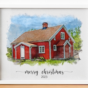 Custom Watercolor House Portrait,Watercolor House Painting,Personalized Housewarming,First Home Gift,Realtor Closing Gift,Christmas Gift image 8