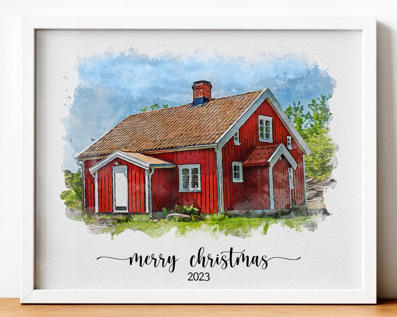 Custom Watercolor House Portrait,Watercolor House Painting,Personalized Housewarming,First Home Gift,Realtor Closing Gift,Christmas Gift image 8