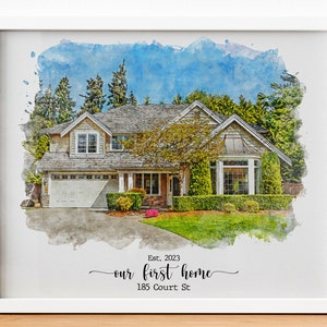 Custom Watercolor House Portrait,Watercolor House Painting,Personalized Housewarming,First Home Gift,Realtor Closing Gift,Christmas Gift image 4