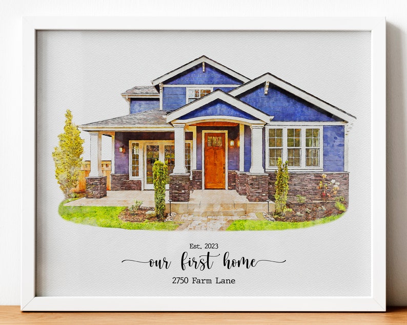 Custom Watercolor House Portrait,Watercolor House Painting,Personalized Housewarming,First Home Gift,Realtor Closing Gift,Christmas Gift image 2