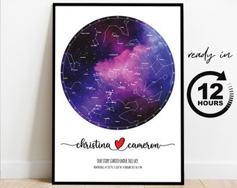 Star Map, Custom Star Map by Date, Constellation Map, Star Map Print, Custom Star Chart, Night Sky Map, The Night We Met, Anniversary Gift