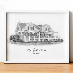 House Portrait, Custom Pencil House Sketch, Christmas Gift, Wedding Venue Sketch, Custom Home Portrait, Drawing From Photo, House Sketch