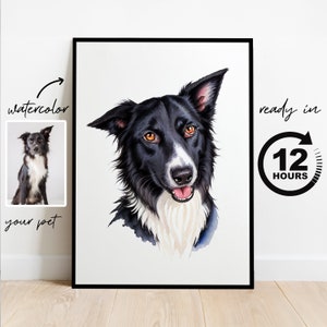 Watercolor Pet Portrait From Photo Custom Dog Portrait Personalized Dog Gift Pet Memorial Birthday Gift For Her Dog Mom Father's Day Gift