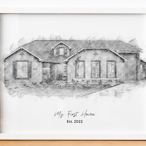 House Portrait, Custom Pencil House Sketch, Christmas Gift, Wedding Venue Sketch, Custom Home Portrait, Drawing From Photo, House Sketch image 7