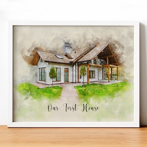 Custom Watercolor House Painting, Christmas Gift, Wedding Venue Drawing, Home Portrait From Photo, Painting From Photo Realtor Gift