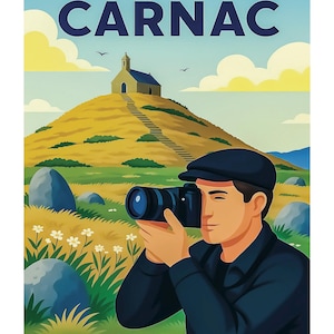 TUMULUS CARNAC BRITTANY Poster unique creation, find all the cult places of Brittany, Morbihan, Finistère, Île et Vilaine