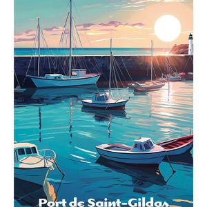 HOUAT ISLAND Unique poster creation, find all the cult places of Brittany, Morbihan, Finistère, Île et Vilaine