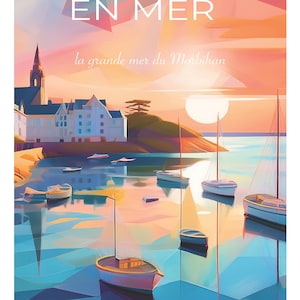 BELLE ILE Poster unique creation, all the cult places of Brittany, Morbihan, Finistère, Ile et Vilaine, Côte d&#39;Armor