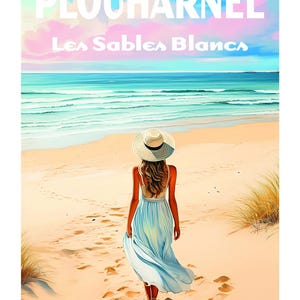 PLOUHARNEL SABLES BLANCS Criação única de cartazes, encontre todos os locais de culto da Bretanha, Morbihan, Finistère, Île et Vilaine
