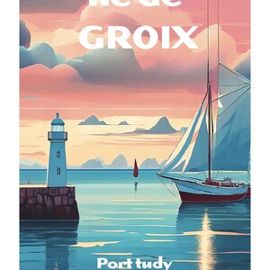 GROIX ISLAND Einzigartige Plakatkreation, finden Sie alle Kultorte der Bretagne, Morbihan, Finistère, Île et Vilaine