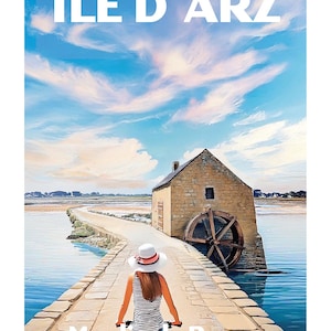 ÎLE D'ARZ Poster einzigartige Kreation, finden Sie alle Kultorte der Bretagne, Morbihan, Finistère, Île et Vilaine