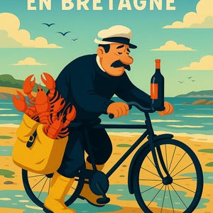 MARÉ BAIXA BRITTANY Poster de criação única, encontre todos os locais de culto da Bretanha, Morbihan, Finistère, Île et Vilaine