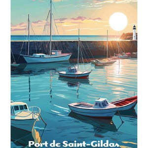 ILHA HOUAT Criação única de cartazes, encontre todos os locais de culto da Bretanha, Morbihan, Finistère, Île et Vilaine