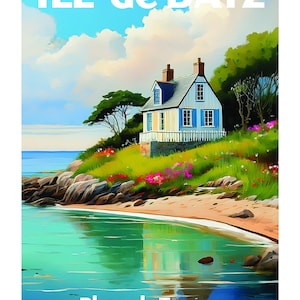 ÎLE DE BATZ Poster einzigartige Kreation, finden Sie alle Kultorte der Bretagne, Morbihan, Finistère, Île et Vilaine