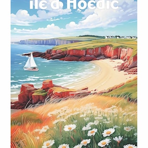 Ile d&#39;Hoëdic Poster unique creation, find all the cult places of Brittany, Morbihan, Finistère, Île et Vilaine