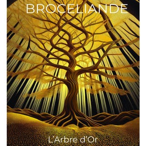 BROCELIANDE der goldene Baum Poster einzigartige Kreation, alle Kultorte der Bretagne, Morbihan, Finistère, Ile et Vilaine, Côtes d'Armor