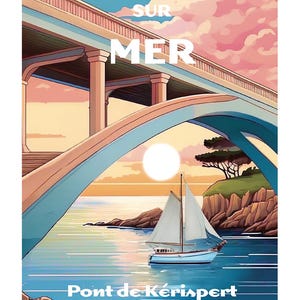 TRINITÉ SUR MER Einzigartige Plakatkreation, finden Sie alle Kultorte der Bretagne, Morbihan, Finistère, Île et Vilaine