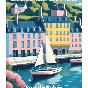 BELLE ILE Poster einzigartige Kreation, alle Kultorte der Bretagne, Morbihan, Finistère, Ile et Vilaine, Côte d'Armor