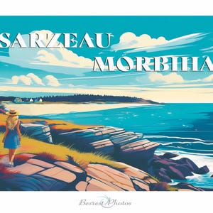 SARZEAU Poster unique creation, all the cult places of Brittany, Morbihan, Finistère, Ile et Vilaine, Côtes d&#39;Armor