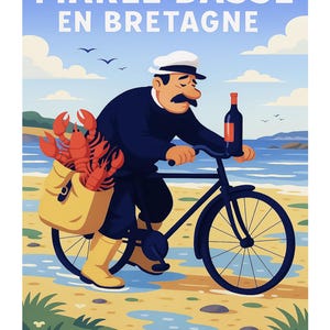 LOW TIDE BRITTANY Poster unique creation, find all the cult places of Brittany, Morbihan, Finistère, Île et Vilaine