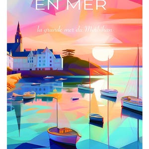 BELLE ILE Poster einzigartige Kreation, alle Kultorte der Bretagne, Morbihan, Finistère, Ile et Vilaine, Côte d'Armor