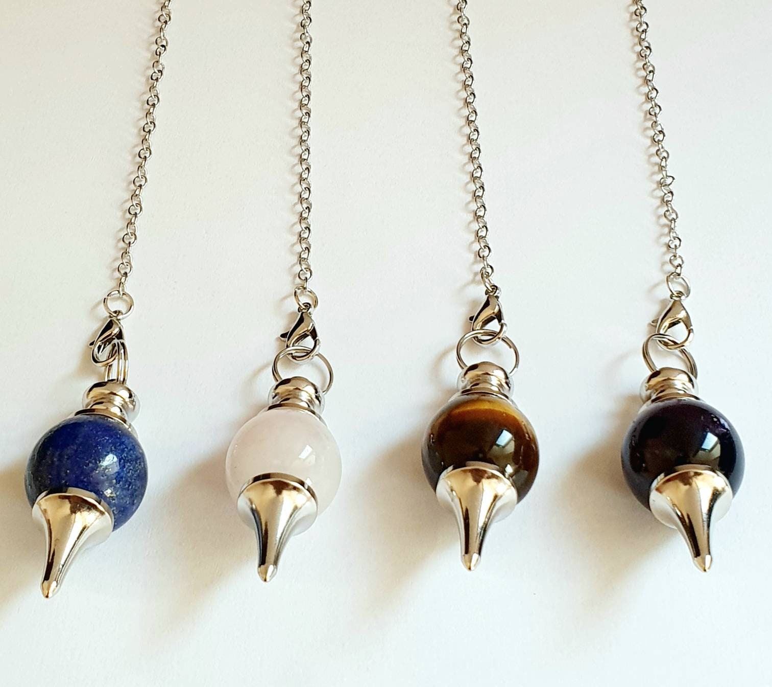 Pendule Radiesthésie Goutte Sourcier Reiki Pierre Précieuse Oracle Divination Crystal Quartz Lapis A