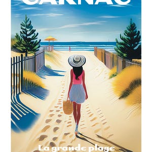 CARNAC PLAGE Poster unique creation, all the cult places of Brittany, Morbihan, Finistère, Ile et Vilaine, Côte d&#39;Armor