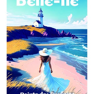 BELLE ILE Poster einzigartige Kreation, alle Kultorte der Bretagne, Morbihan, Finistère, Ile et Vilaine, Côte d'Armor