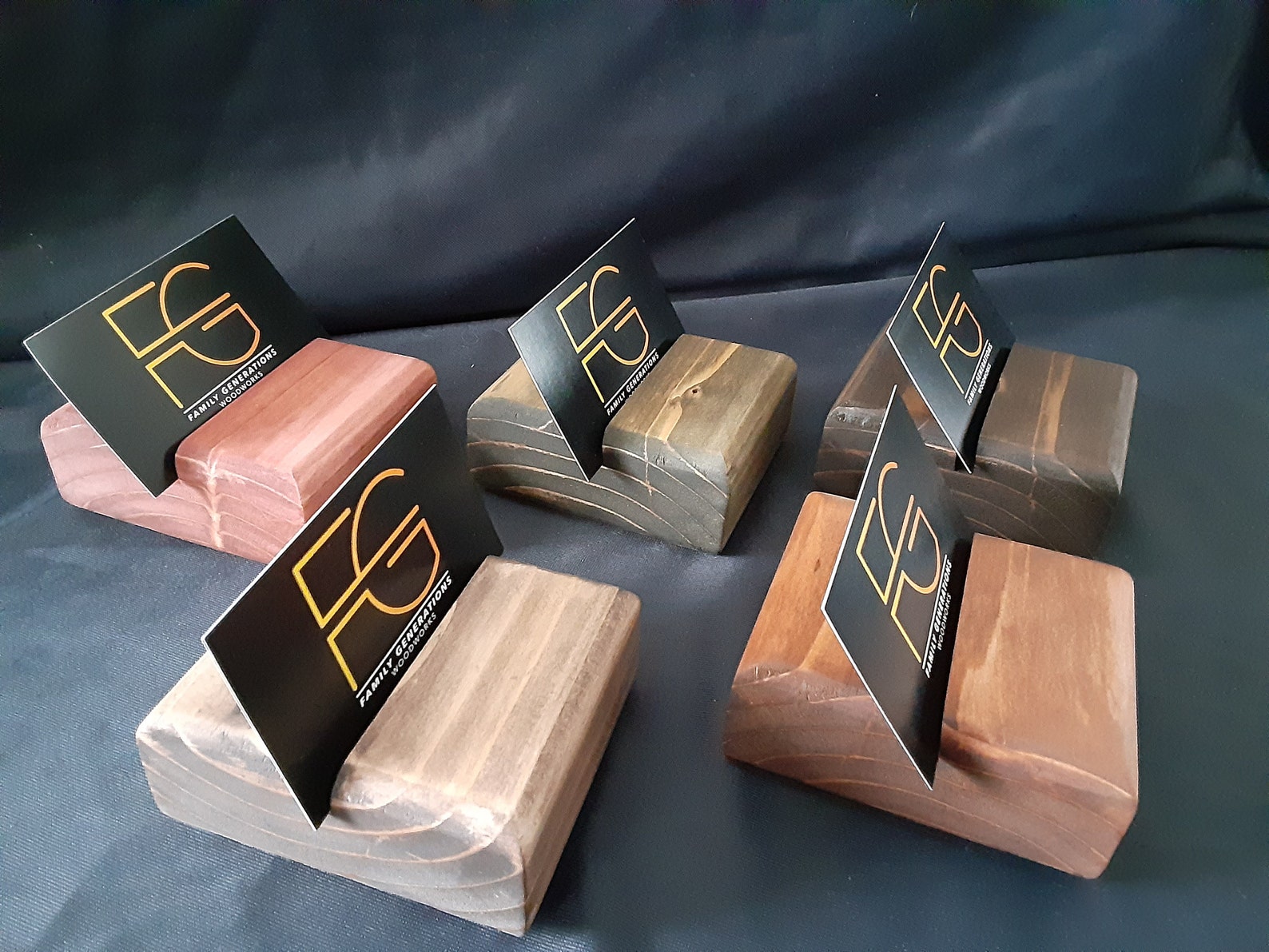 Lot De 2 Porte-cartes De Visite En Hêtre Et Acier - 12x5x5 Cm, Incliné, Capacité ~70 Cartes, Pour Bureau, Exposition