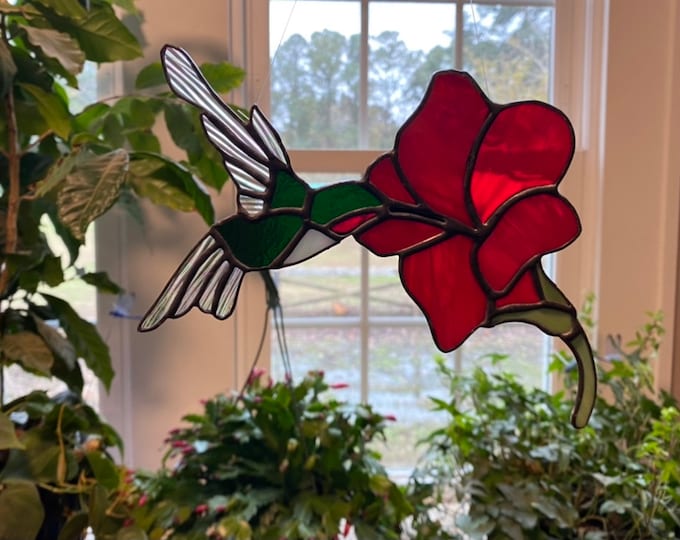 Stained Glass Hummingbird Suncatcher Bird Suncatcher Etsy