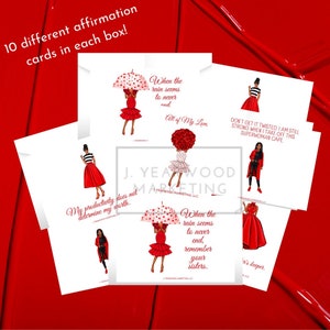 Tarjetas de Afirmación - Roja y Blanca - Bellas Mujeres Afroamericanas - Hermandad - 050