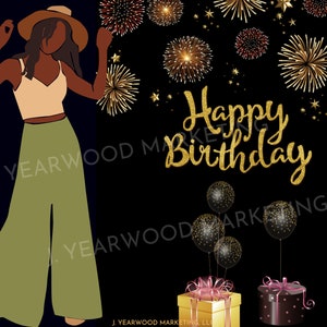 Buon compleanno - Appartamento - Vuoto - Notecard - Bella donna afroamericana - 036