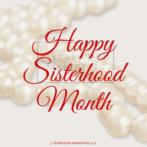 Happy Sisterhood Month - parels - rood en wit - elegante platte notitiekaart - 041