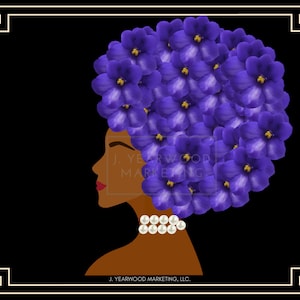 Hermosa mujer afroamericana - Violetas y perlas africanas - 046