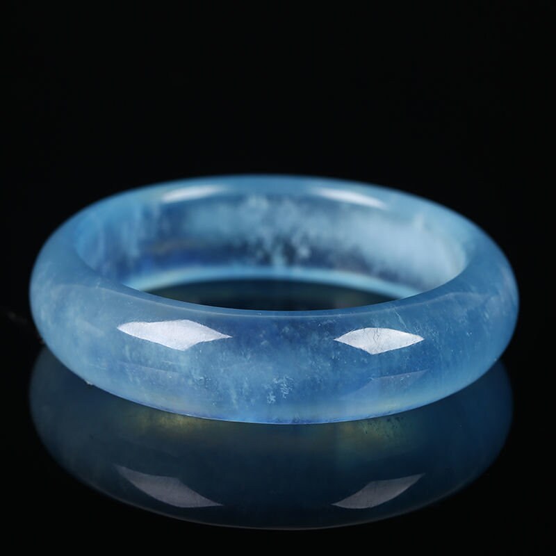 100% aquamarine Natural Stone Bangles Original Stone Cutting | Etsy